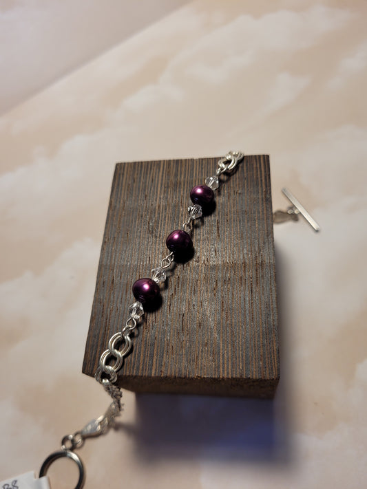 PURPLE FRESHWATER PEARL WITH .925 CHAIN