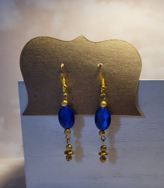 BLUE BEAD EARRINGS.