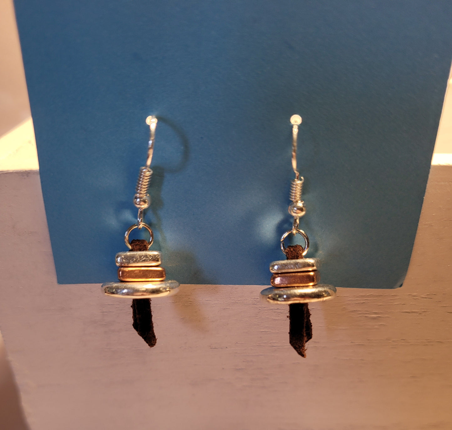 STERLING SILVER AND COPPER FIRED CLAY BEAD EARRINGS