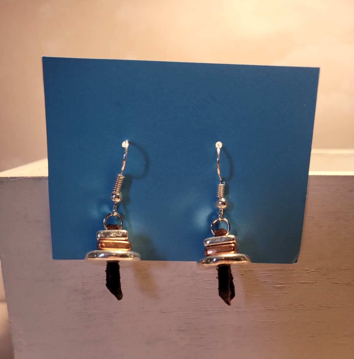 STERLING SILVER AND COPPER FIRED CLAY BEAD EARRINGS