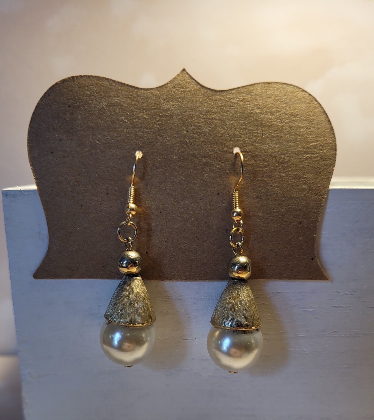 LARGE "PEARL" AND GOLD METAL EARRINGS